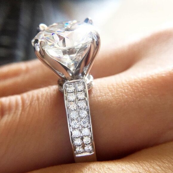 💝 Luxury Super Large Diamond Macro Pave Wedding Rings for Women, PD343 - Picture 1 of 7